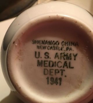 Vintage United State Army Medical Dept.  Ceramic Sugar Bowl Shenango China 4