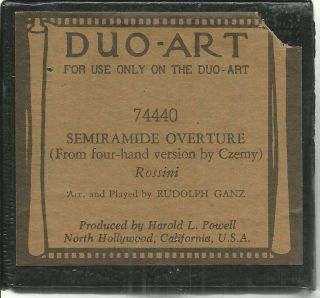 Piano Roll Vintage " Duo Art " Ex Semiramide Overture 74440 Large