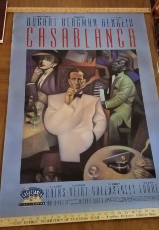 Cassablanca - Vintage 1992 Lobby Poster - 50th Anniversary Screening In Detroit