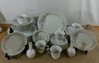 Jamestown China 5 Full Setting (39 Pc Set) Floral White Vintage Plates H2