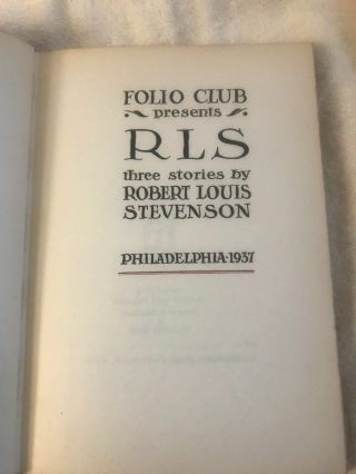 Ltd ed 3 STORIES BY ROBERT LOUIS STEVENSON 1937 Folio Club 256 of 500 copies 2