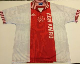Ajax Amsterdam Vintage Umbro Football Shirt 1995/96 (l) Retro Abn Amro