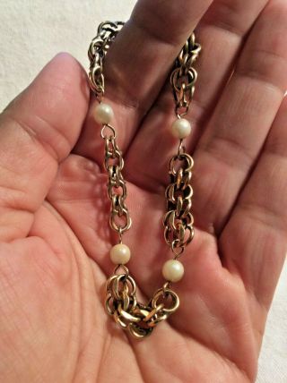 Birks 1/2012 Kgf Bracelet Vintage With Pearls 7.  5 Inches In Length