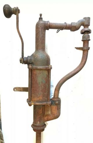 Vintage 55 Gallon Drum Oil Pump Cast Iron Pumps 1 - Quart