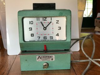 Acroprint Vintage Industrial Employee Time Clock With Key Model 1250r4