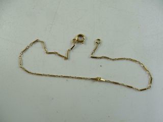 Vintage 14k Solid Yellow Gold Anklet Chain 10 " Long 1.  5 Grams Bracelet Ladies