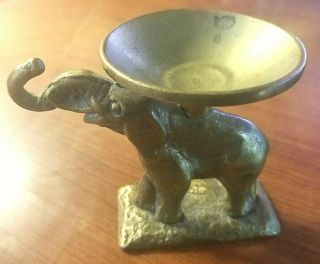 Vintage Brass Or Bronze Elephant Ring Holder Jewelry Trinket Dish Ash Tray