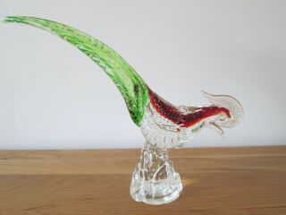 Vintage Murano Glass Pheasant Controlled Bubble Effect And Gold Speckles