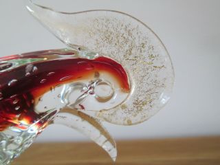 vintage Murano glass pheasant controlled bubble effect and gold speckles 2