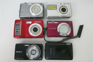 6x Point & Shoot Digital Cameras - Canon,  Sony,  Nikon Parts/repair 1