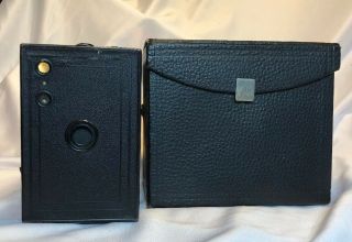 Vintage Eastman Kodak No.  2,  Model C Brownie Box Camera &case.  Patent Pending