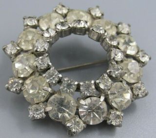 High End Vintage Jewelry Stacked Prong Set Crystal Ring Brooch Pin Rhinestone O