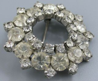 HIGH END Vintage Jewelry Stacked Prong Set Crystal Ring BROOCH PIN Rhinestone O 2