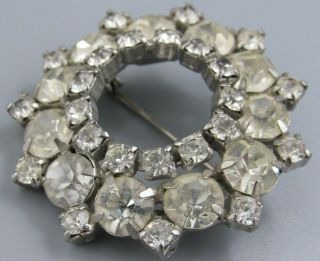 HIGH END Vintage Jewelry Stacked Prong Set Crystal Ring BROOCH PIN Rhinestone O 3