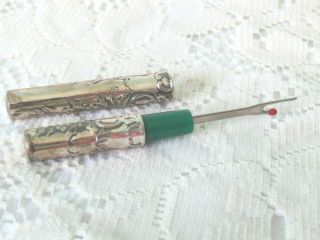 Vintage 925 Sterling Silver Seam Ripper Thread Puller Repousse Sewing Notion H8