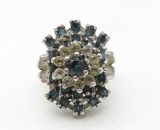 PANETTA 925 Silver - Vintage Sapphire Graduating Floral Band Ring Sz 6 - R9383 2