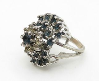 PANETTA 925 Silver - Vintage Sapphire Graduating Floral Band Ring Sz 6 - R9383 5