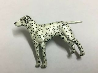 Scarce Kenart Vintage Solid Silver & Enamel Dalmatian Dog Brooch