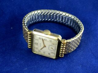 Vintage 1930 ' s Elgin Art Deco Gold Plated 15 Jewels Hand - Winding Men ' s Watch 4
