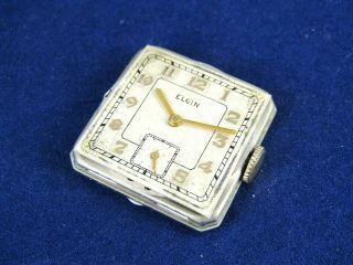 Vintage 1930 ' s Elgin Art Deco Gold Plated 15 Jewels Hand - Winding Men ' s Watch 5
