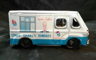 Vintage Mister Softee Ice Cream Friction Tin Truck 1960’s Advertising Toy