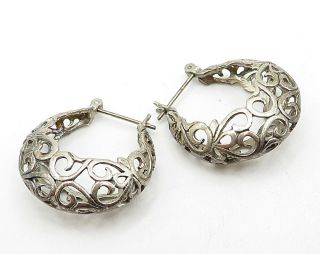 925 Sterling Silver - Vintage Filigree Style Round Hoop Earrings - E4035 3