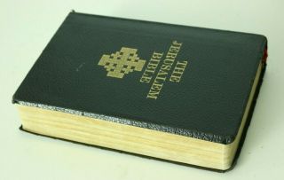 The Jerusalem Bible 1966 Black Doubleday Gold Page Edges Red Ribbon Vtg
