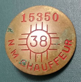 Vintage 1938 State Of Mexico Chauffeur Badge Pin No.  15350