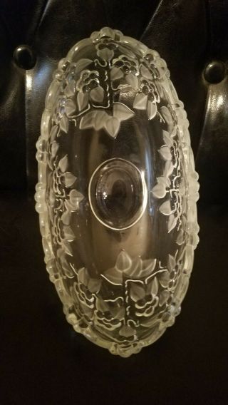 Vintage Crystal Clear Glass Set Of 3 Oval Serving Floral,  Sugar Bowl And Creamer