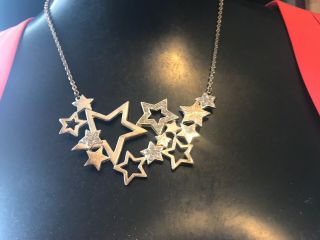 Vintage Modernist Brutalist Chunky Diamanté Stars Panel Necklace