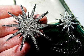 Vintage Style Art Deco Jewellery Crystal Rhinestone Double Star Duet Pin Brooch