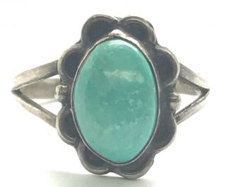 Navajo Style Vintage Oxidized Sterling Silver 925 Turquoise Flower Cocktail Ring