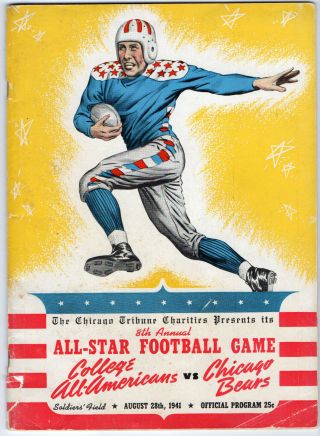 Chicago Bears Vs College All - Americans Vintage 1941 Nfl Program (soldier Field)