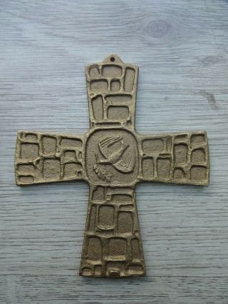 Vintage German Bronze Crucifix Cross Dove Of Peace By Egino Weinert,  Great Art