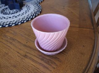 Vintage Brush Mccoy 4 " Tall Pink Swirl Flower Pot