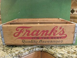 Vintage Wood Crate FRANK ' S Quality Beverages PHILA PA Soda Pop Bottle Wood Crate 2