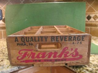 Vintage Wood Crate FRANK ' S Quality Beverages PHILA PA Soda Pop Bottle Wood Crate 3