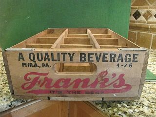 Vintage Wood Crate FRANK ' S Quality Beverages PHILA PA Soda Pop Bottle Wood Crate 5