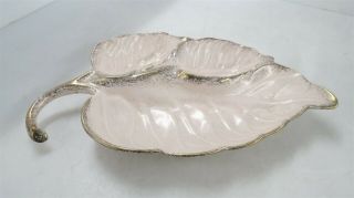 Vintage Mid - Century Cal Style 2224 Ceramic Leaf Serving Platter Centerpiece Usa