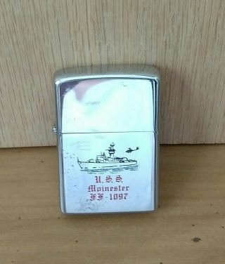 Zippo Military Cigarette Lighter Vintage 19 Navy Ship Uss Moinster Ff 1097