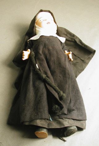 Vintage Bisque Nun Doll - Hand Painted - 17 " Tall - Realistic Teeth - 73 Em