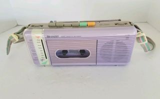 Vintage Sharp Qt - 5 (l) Lavender Am/fm Radio Cassette Recorder With Strap