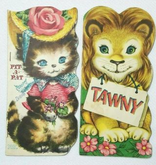 1949 Whitman Pit - A - Pat Cat & Tawny Lion Vintage Illustration Books Kitten In Hat