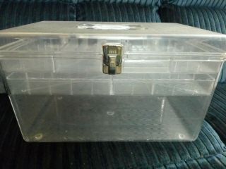 Wil - Hold Clear Plastic Sewing Box 2 Trays Vintage Wilson Notions Storage Crafts