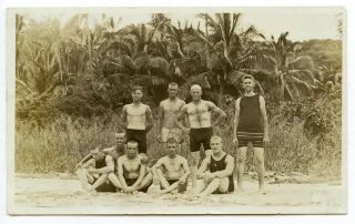 10 Vintage Photo Muscle Men Swimsuit Soldier Boys Beach Snapshot Gay