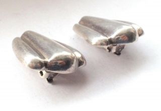 1980 ' s Vintage 925 Sterling Silver Clip On Earrings Large Big Abstract Retro 2