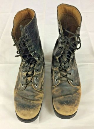 Vintage Combat Boots Vietnam Era Size 8 1/2 Black Leather With 9 Eyelets