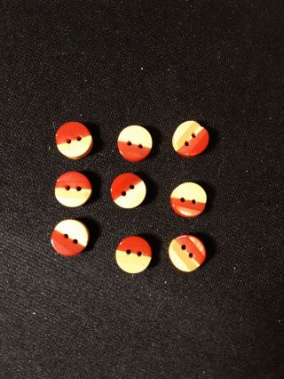 Vintage Bakelite Catalin Butterscotch Red Buttons 9 Buttons