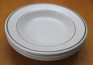 3 Vtg Buffalo China Green Stripe Buf4 Rimmed Soup Bowls Restaurant Ware Salad