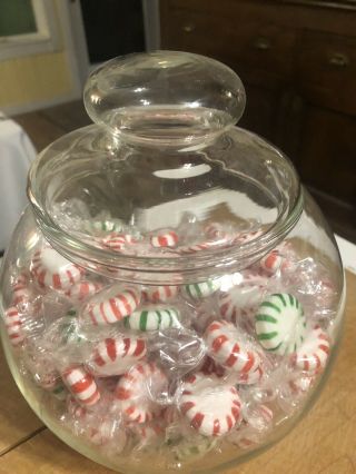 Vintage Clear Round Glass Apothecary JAR Sugar Cookie Candy LID 7 1/2” Wedding 2
